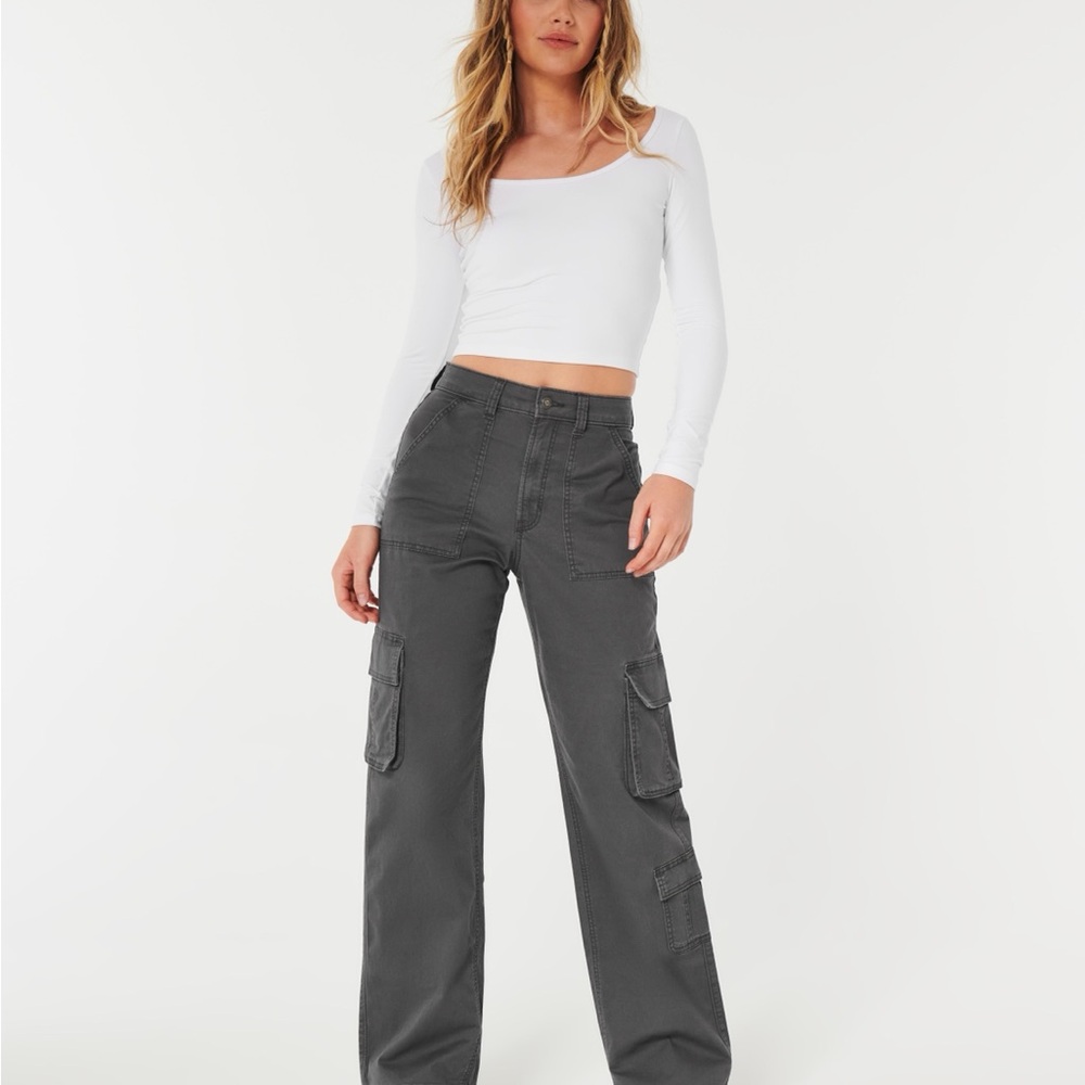 Ultra High Rise Baggy Cargo Pants Grey